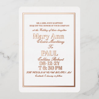Elegant gold borders minimalist foil invitation