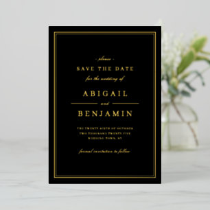 Elegant gold borders minimalist save the date foil invitation
