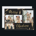 Elegant Gold Botanical 4 Photo Collage Christmas<br><div class="desc">Elegant, Modern Gold and Black Botanical Leaves 4 Photo Collage Merry Christmas Holiday Card. This festive, mimimalist, whimsical four (4) photo holiday card template features a pretty photo collage, faux gold foil botanical leaves, winterberries and says Merry Christmas! The „Merry Christmas” greeting text is written in a beautiful hand lettered...</div>
