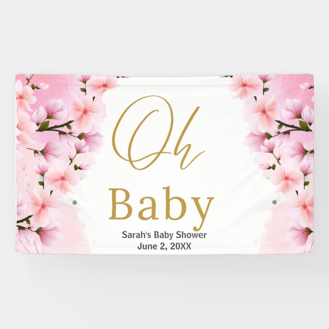 Elegant Gold Botanical Baby Shower  Banner (Horizontal)