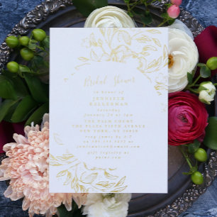 Elegant Gold Botanical Bridal Shower Invitation Foil Invitation