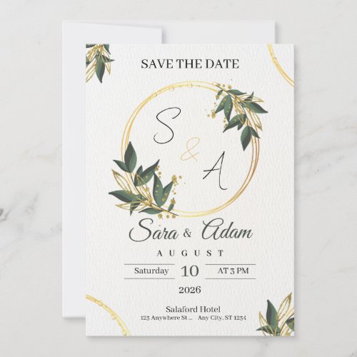 Elegant Gold Botanical Circle Card