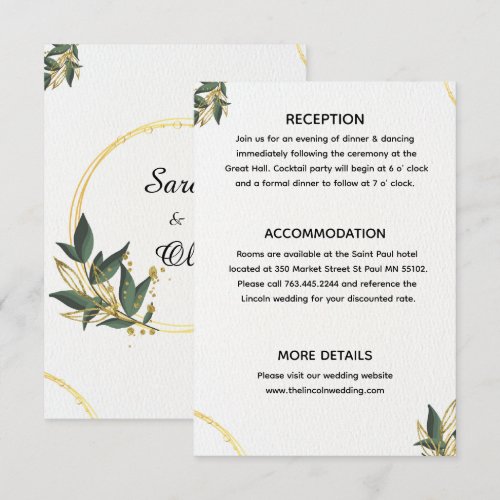 Elegant Gold Botanical Circle Enclosure Card