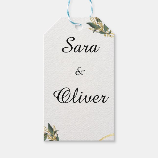 Elegant Gold Botanical Circle Gift Tags (Front)