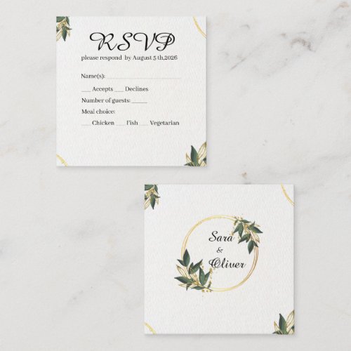 Elegant Gold Botanical Circle Square Business Card