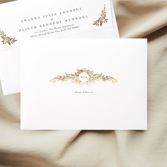 elegant gold botanical classic custom wedding envelope (Creator Uploaded)