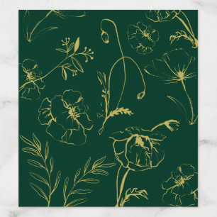 Elegant Gold Botanical Emerald Green Envelope Liner