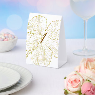 Elegant Gold Botanical Floral Wedding Paper Table Tent