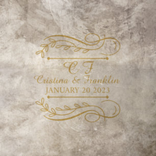 Elegant Gold botanical Flourish wedding Floor Decals