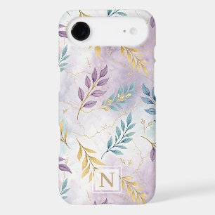 Elegant Gold Botanical Marble Mongram iPhone 17 Air Case