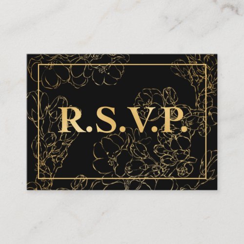 Elegant Gold Botanical QR RSVP Enclosure Card