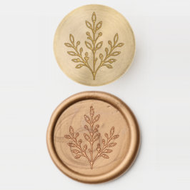 Elegant Gold Botanical Wax Seal Sticker