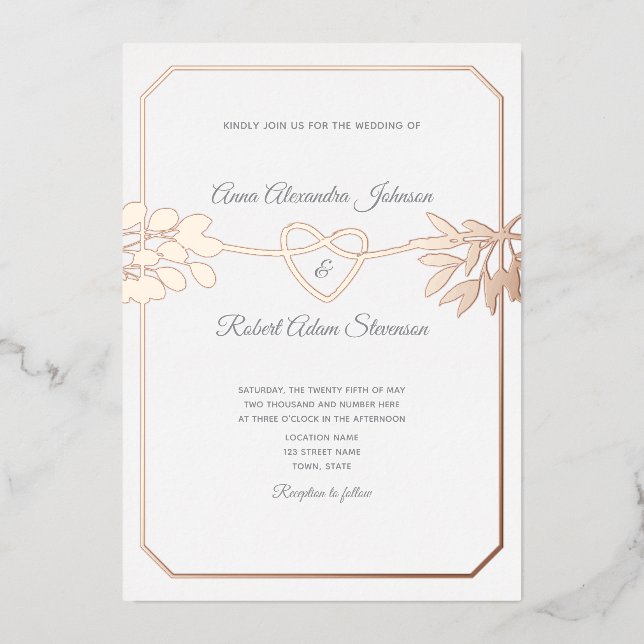 Elegant Gold Botanical Wedding  Foil Invitation (Front)