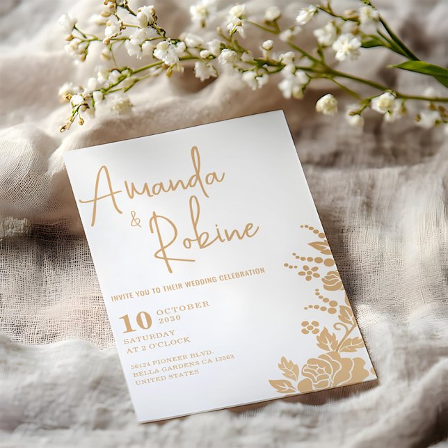 Elegant Gold Botanical Wedding Invitation (Creator Uploaded)