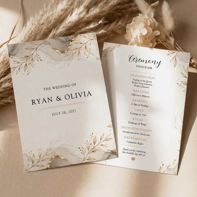 Elegant Gold Botanical Wedding Program (Elegant Gold Botanical Wedding Program
)