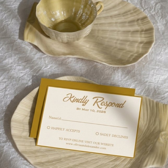 Elegant Gold Botanical Wedding RSVP Card (Creator Uploaded)