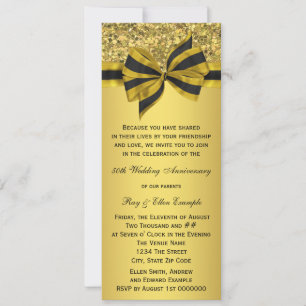 Elegant Gold Bow 50th Anniversary Party Invitation