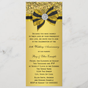 Elegant Gold Bow 50th Anniversary Party Invitation