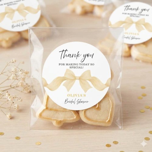 Elegant Gold Bow Bridal Shower Thank You Favor Classic Round Sticker