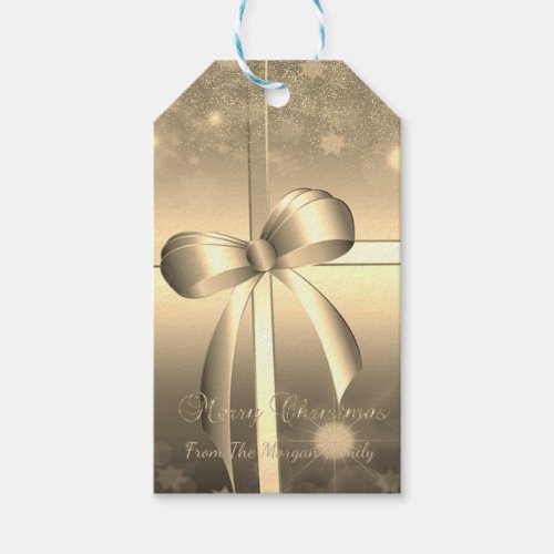 ElegantGold Bow  Confetti Gift Tags