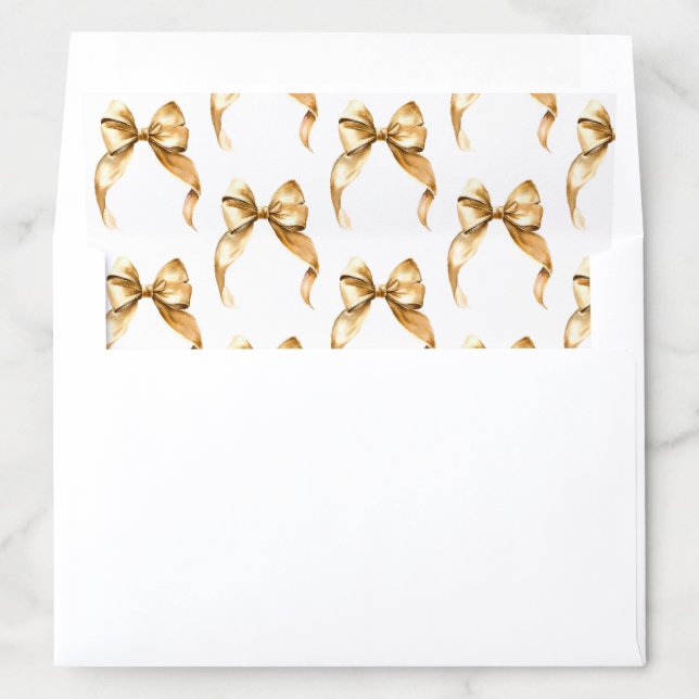 Elegant Gold Bow Coquette Bridal Shower Envelope Liner (In Envelope)