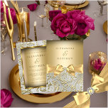 Elegant Gold Bow Golden Leaf Wedding Invitation at Zazzle