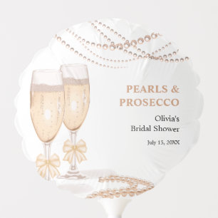 Elegant Gold Bow Pearls and Prosecco Bridal Shower Balloon