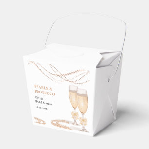 Elegant Gold Bow Pearls and Prosecco Bridal Shower Favor Boxes