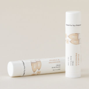 Elegant Gold Bow Pearls and Prosecco Bridal Shower Lip Balm