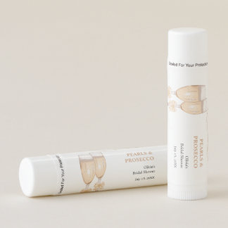 Elegant Gold Bow Pearls and Prosecco Bridal Shower Lip Balm