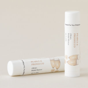Elegant Gold Bow Pearls and Prosecco Bridal Shower Lip Balm