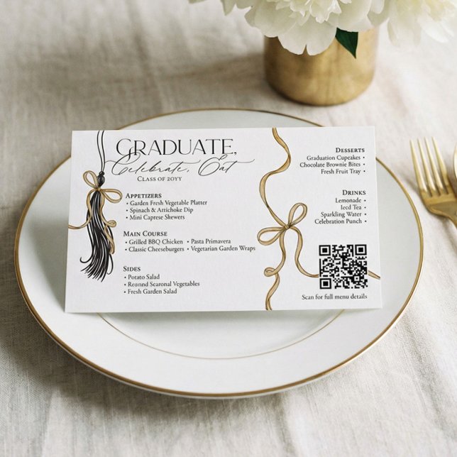 Elegant Gold Bow Tassel Graduation Dinner Party Flyer (Elegant Gold Bow Tassel Graduation Dinner Party Flyer)