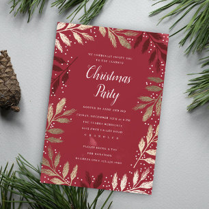 Elegant Gold Branch Christmas Party Invitation
