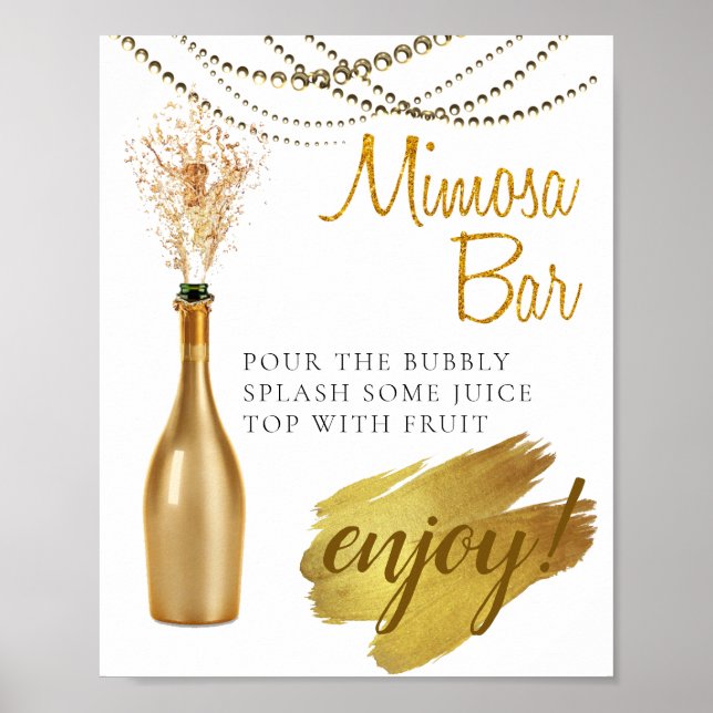 Elegant Gold Bridal Brunch Mimosa Bar Sign (Front)
