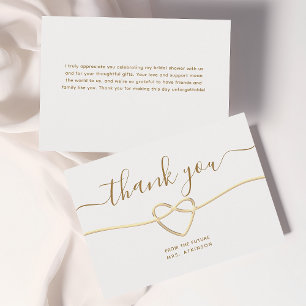 Elegant Gold Bridal Shower Thank You Card