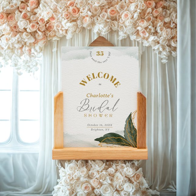 Elegant Gold Bridal Shower Welcome Tabletop Card (Creator Uploaded)