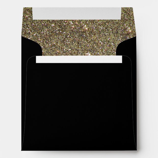 Elegant Gold Bronze Glitter Lined Glam Envelope (Back (Bottom))