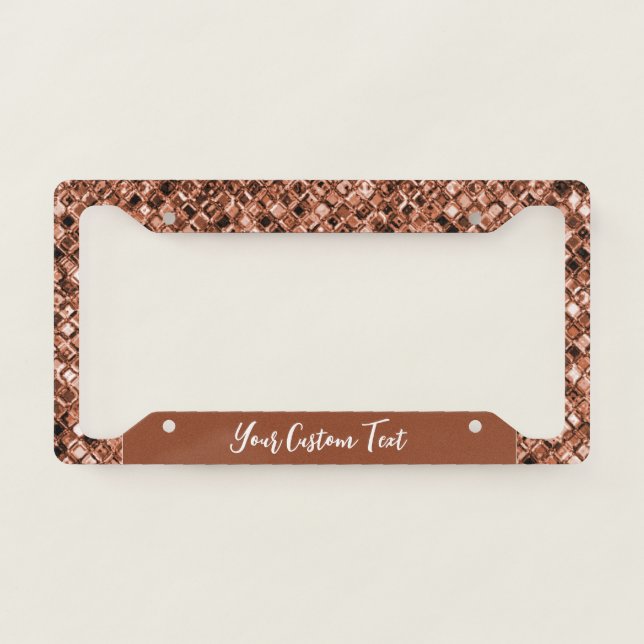 Elegant Gold Brown Glitter Sparkle Glam Design License Plate Frame (Front)