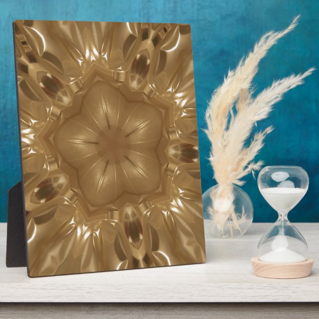 Elegant Gold Brown Kaleidoscope Star Design Plaque (Side)