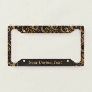 Elegant Gold Brown Swirl Design Personalized License Plate Frame
