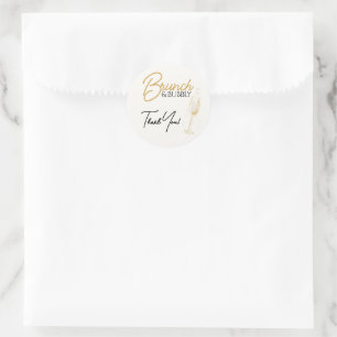 Elegant Gold Brunch & Bubbly Bridal Shower Classic Round Sticker