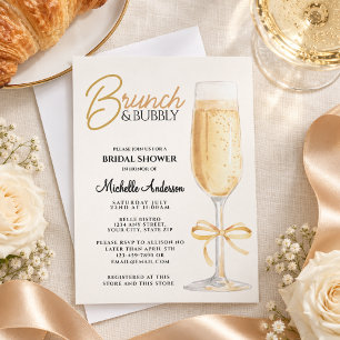 Elegant Gold Brunch & Bubbly Bridal Shower Invitation