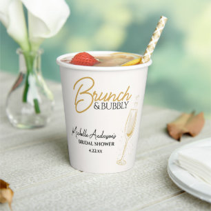 Elegant Gold Brunch & Bubbly Bridal Shower Paper Cups
