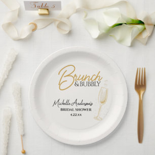 Elegant Gold Brunch & Bubbly Bridal Shower Paper Plates