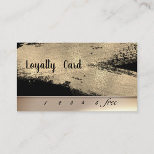 Elegant Gold Brush Stroke Black Loyalty Card
