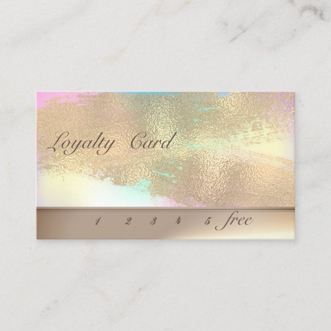 Elegant Gold Brush Stroke Ombre Loyalty Card (Front)