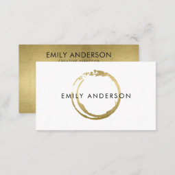 ELEGANT GOLD BRUSH STROKE STAIN CIRCLE MARK LOGO BUSINESS CARD | Zazzle