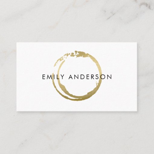 ELEGANT GOLD BRUSH STROKE STAIN CIRCLE MARK LOGO BUSINESS CARD | Zazzle