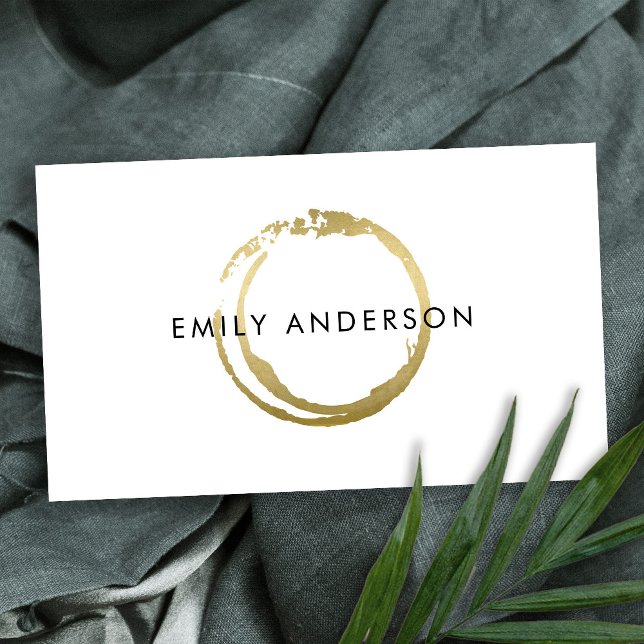 ELEGANT GOLD BRUSH STROKE STAIN CIRCLE MARK LOGO BUSINESS CARD (Creator Uploaded)