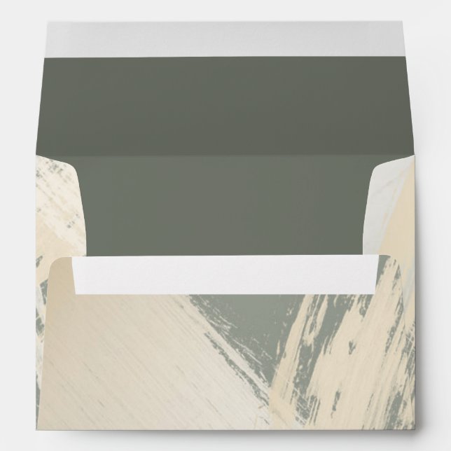 Elegant Gold Brush Strokes Spruce Green Envelope (Back (Bottom))